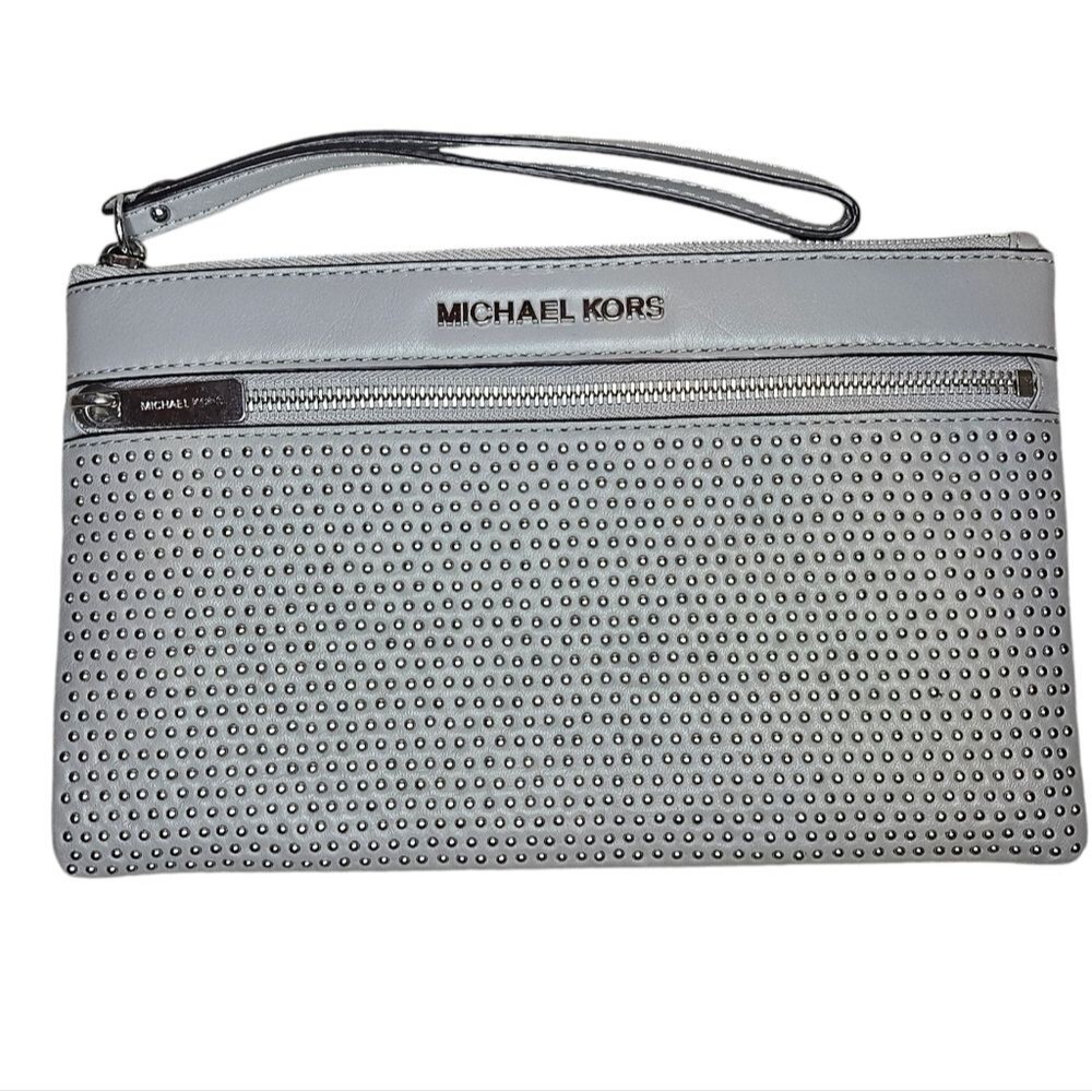 Michael Kors Selma Large Studded Wristlet Grey